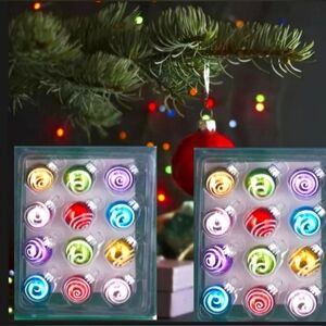 Kurt Adler Mini Glass Brightly Colored Ornaments, Set Of 2 Boxes.    #15